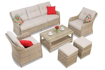 Комплект Toledo Coffee 5 техноротанг з пуфами бежевий Garden Point