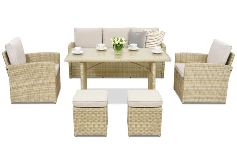 Садові меблі Monaco Apetito 5 + 2 пуфи бежевого кольору Garden Point