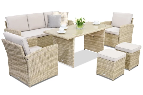 Садові меблі Monaco Apetito 5 + 2 пуфи бежевого кольору Garden Point