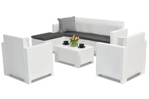 Комплект меблів для вітальні з техноротангу Nebraska Relax Corner 6 білий Bica