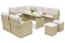 Садові меблі Monaco Comida 7 + 2 пуфи бежевого кольору Garden Point