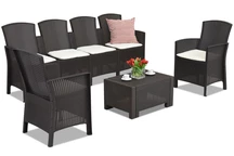 Комплект техноротанг з подовженим диваном Lido Coffee 6 Max коричневий Bica