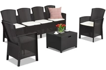 Комплект техноротанга з подовженим диваном Lido Coffee Box Max 6 коричневий Bica